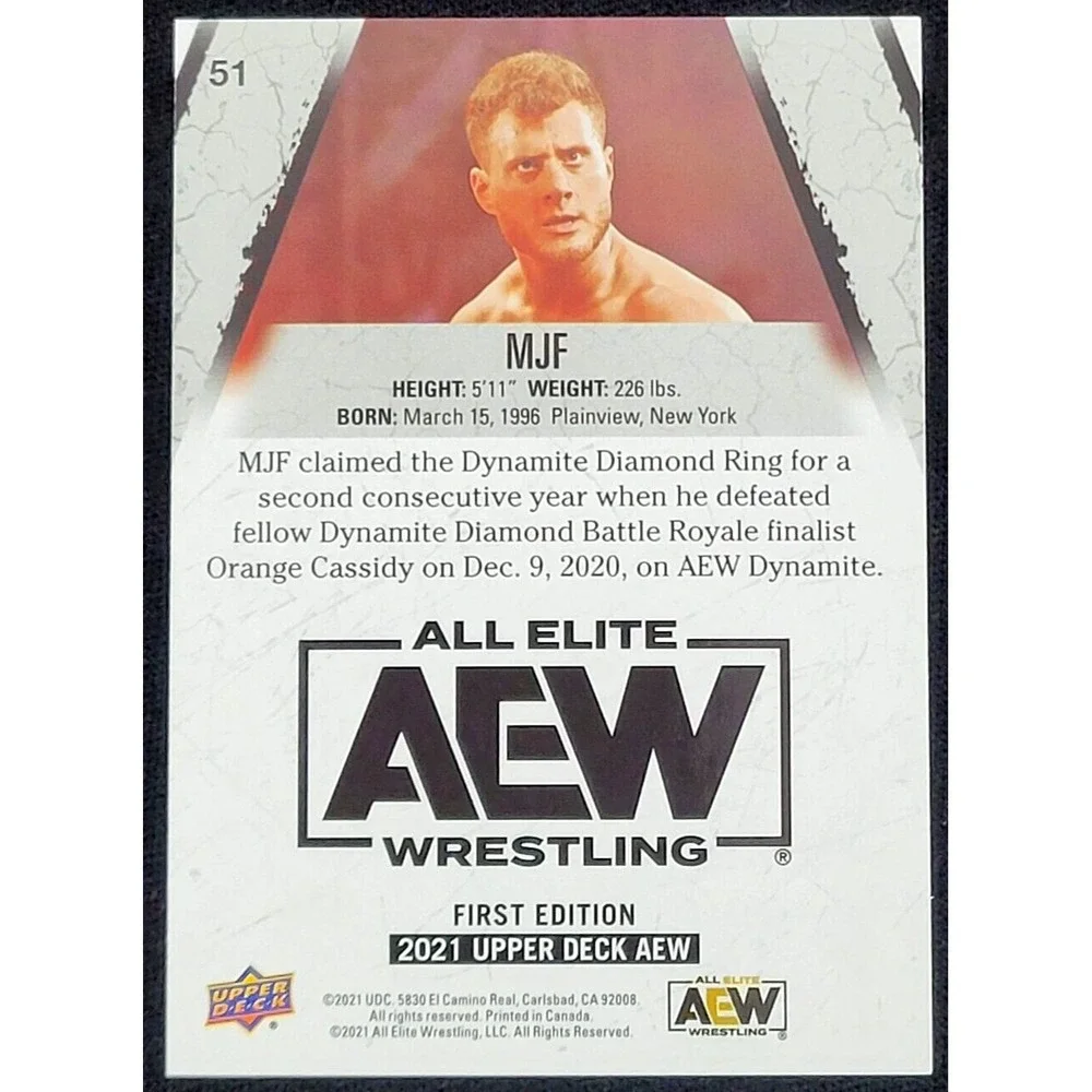 2021 UPPER DECK AEW MJF‎ GOLD SP INSERT ALL ELITE WRESTLING